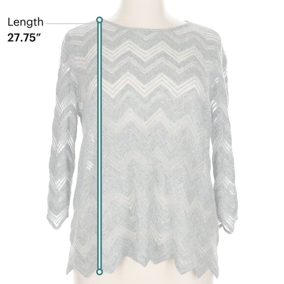 Travelers by Chico's Sz 3 (XL) Semi-Sheer Zig-Zag Hem Pullover Sweater - Picture 6 of 11